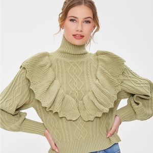 Forever 21 ruffled sweater top sage color
